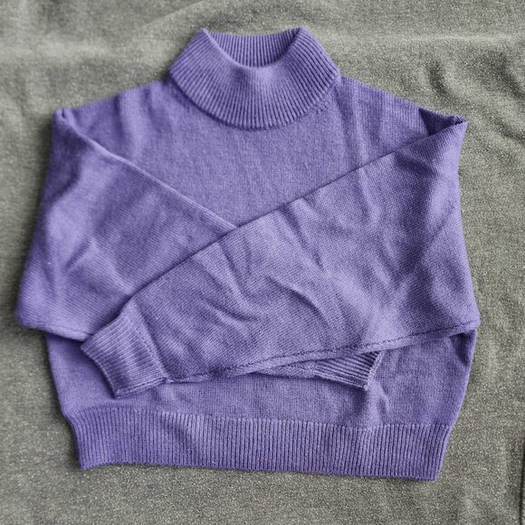Aritzia Wilfred Free Harper Sweater Merino Wool Cropped Turtleneck Purple XS - Picture 2 of 5